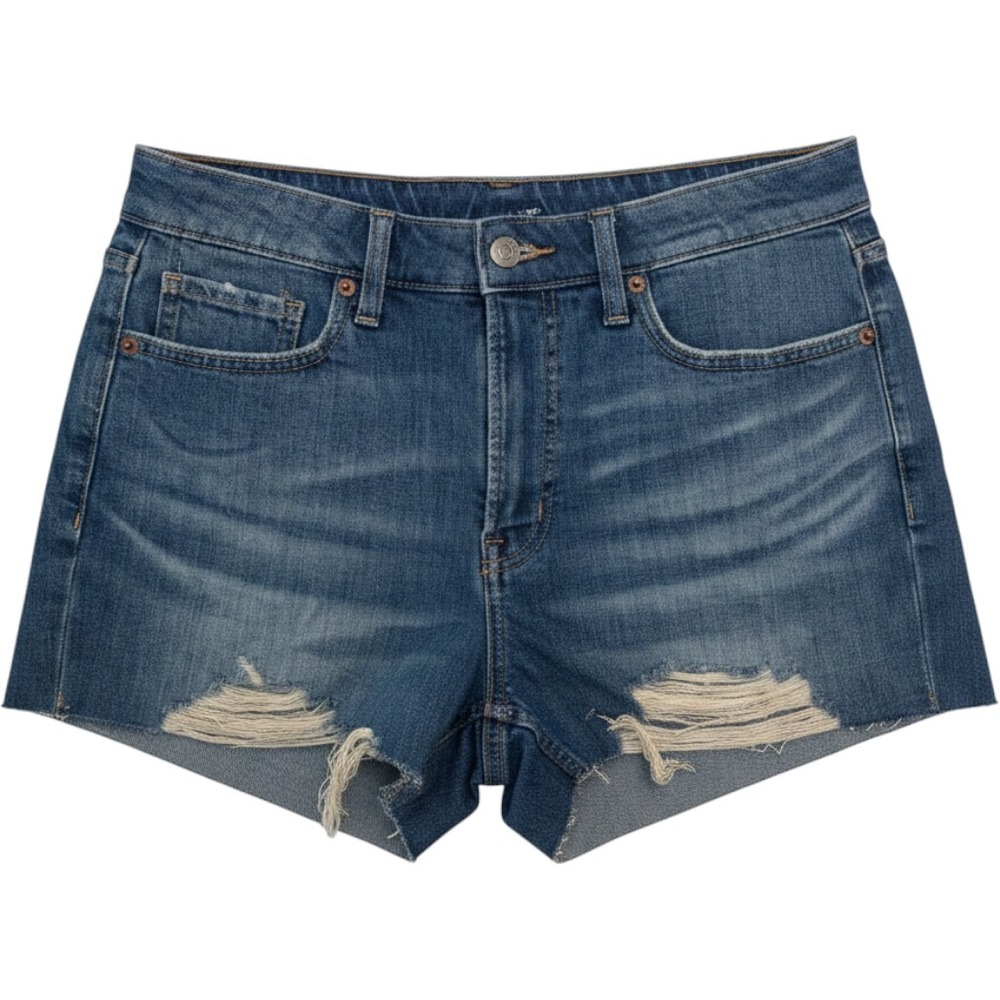 Old Navy OG Straight High Rise Distressed Denim Shorts Medium Wash Blue Size 10